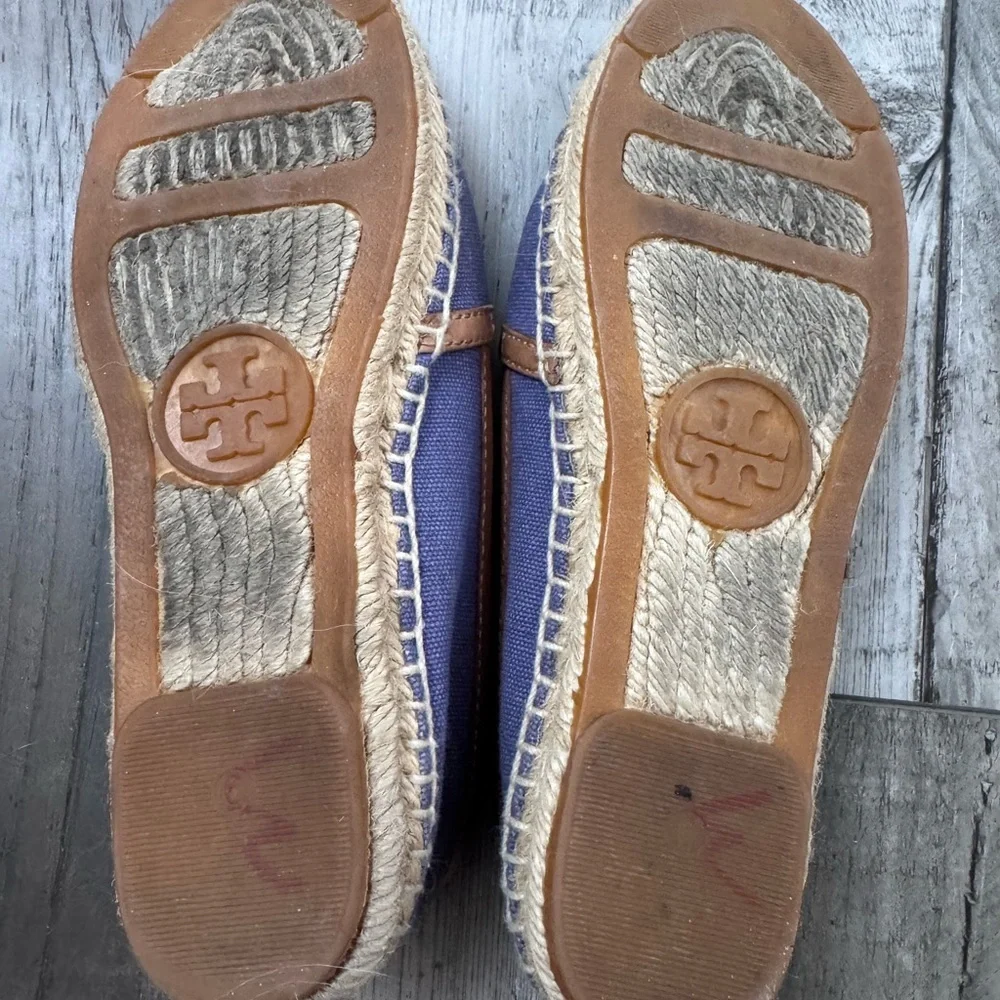 Tory Burch Canvas Spring Lavender Logo Embroidered Jute Woven Espadrille Flats 6
